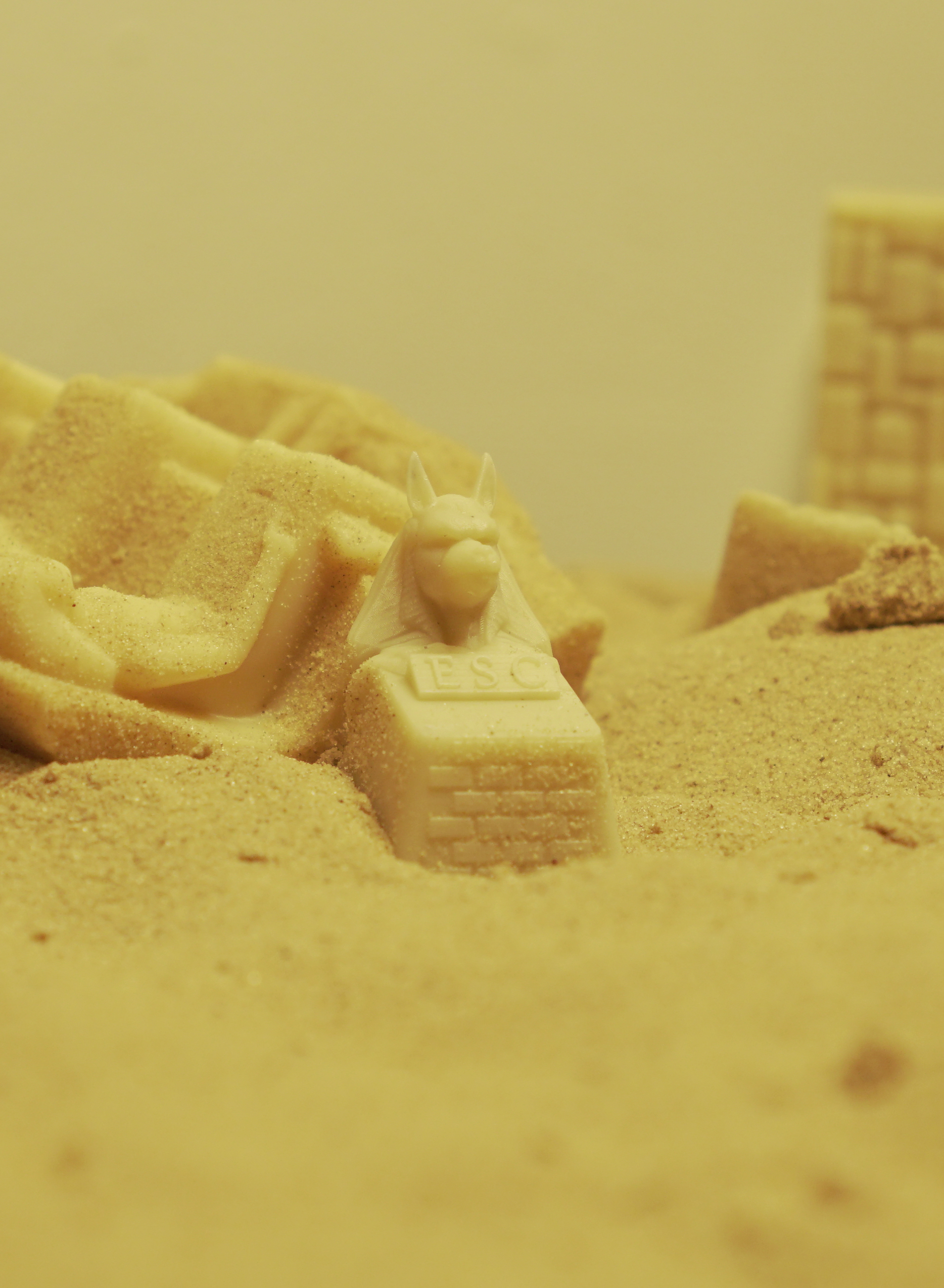 Ancient Egyptian Anubis Artisan Keycap in sand diorama